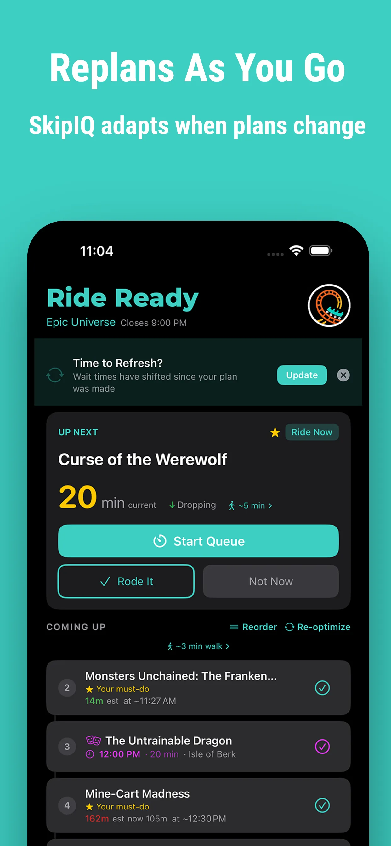 Plan updates automatically every 30 minutes